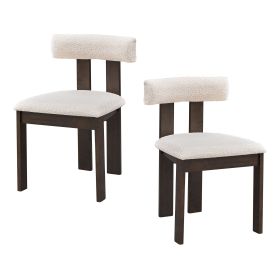 Wooden Dining Chairs Set of 2, Modern Boucle Upholstered Kitchen Side Chairs