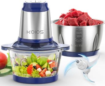 KOIOS 500W Powerful Electric Food Processor with 8 Cup Stainless Steel & Glass Bowls