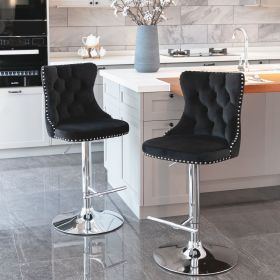 A&A Furniture,Swivel Velvet Barstools Adjusatble Seat Height from 25-33 Inch