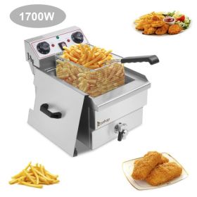 [Replace the old encoding 66757236]EH101V 8.5QT/8L Total Capacity 12.5qt/11.8l Stainless Steel Faucet Single Tank Deep Fryer 1700W Max (8L Large