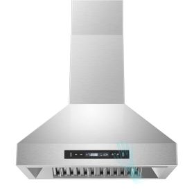 30 inch Range Hood, Wall Mount Kitchen Hood 900 CFM Ducted/Ductless Convertible with Gesture Sensing & Touch Control