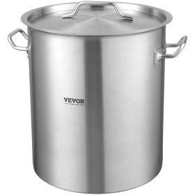 VEVOR Stainless Steel Stockpot, 42 Quart Large Cooking Pots, Cookware Sauce Pot with Strainer, Lid, and Handle, Heavy Duty Commercial Grade Stock