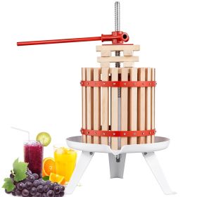 VEVOR Fruit Wine Press, 4.75 Gallon/18L, Solid Wood Basket with 8 Blocks, Manual Juice Maker