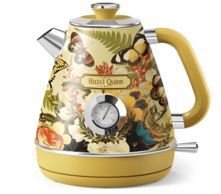 1.7L retro painted electric kettle 1200W Instrument dial thermometer flower watermark painting fast boiling rope without BPA automatically closed