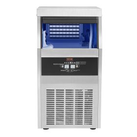 VEVOR 110V Commercial Ice Maker Machine 120-130LBS/24H with 33LBS Bin, Stainless Steel Automatic Operation Under Counter Ice Machine for Home Bar