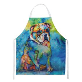 English Bulldog Hippie Dawg Apron Cooking Kitchen Server Baking Crafts Gardening for Adult Women Men, Unisex, Large, Multicolor