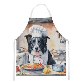 Border Collie The Chef Apron Cooking Kitchen Server Baking Crafts Gardening for Adult Women Men, Unisex, Large, Multicolor