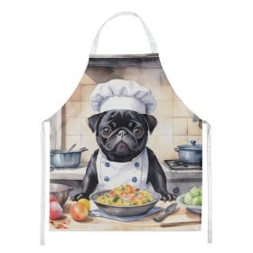 Pug The Chef Apron Cooking Kitchen Server Baking Crafts Gardening for Adult Women Men, Unisex, Large, Multicolor