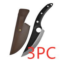 Hand forged boning knife (Option: Black With Leather case3PC)