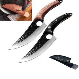 Slaughter Cutting Meat Boning Small Scimitar Special Skinning Killing Pigs Butcher (Option: Sheath-Black Brown-Q1set)