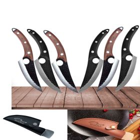 Slaughter Cutting Meat Boning Small Scimitar Special Skinning Killing Pigs Butcher (Option: Sheath-Black Brown-Q3set)