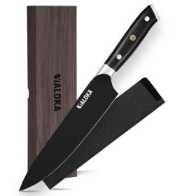 8 Inch Chef Knife Japanese Chef's Knife 7Cr17MoV High Carbon Steel Japanese Knife Full Tang G10 Handle Black Titanium Coated Blade Professional C (Option: Black Blade)