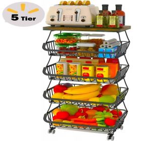 Kitchen Organizer And Storage For 5-layer Fruit Baskets, No Shipping On Weekends (Color: Black)