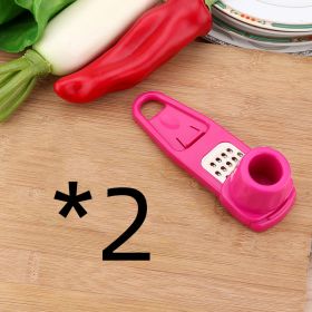 Kitchen Gadget Garlic Masher Seasoning Grinder (Option: 2pcs Simple packing-Rose red)