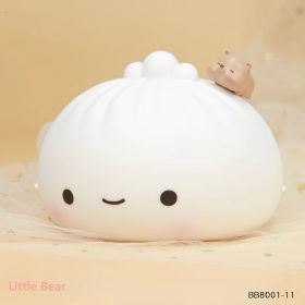 1pc Cute Dumpling Night Light, Silicone Cute Bun Lamp With Touch Control, Kawaii Nursery Light For Room Bedroom Home Decor (Items: White Bear)