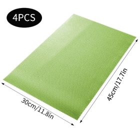 4 /8/12Pcs Refrigerator Liners; Washable Mats Covers Pads; Home Kitchen Gadgets Accessories Organization For Top Freezer Glass Shelf Wire Shelvin (Color: Green)