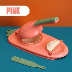 2 In 1 Dough Pressing Tool Set Kitchen Dumpling Maker Dumpling Mold DIY Dumpling Wrapper Makers Manual Press Dumpling Crust Tool (Color: pink, size: 1PCS)