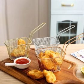 Stainless Steel Frying Basket Strainer Fryer French Fries Drain Frying Basket Snack Food Fried Net Basket Kitchen Cooking Tools (Color: Silver)