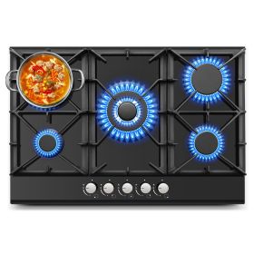 30 inch Gas Cooktop, Gas Stove Top with 5 High Efficiency Burners, Bulit-in Stainless Steel Gas Hob for Kitchen, NG/LPG Convertible Gas Stovetop (Width: 30inch (model 2))